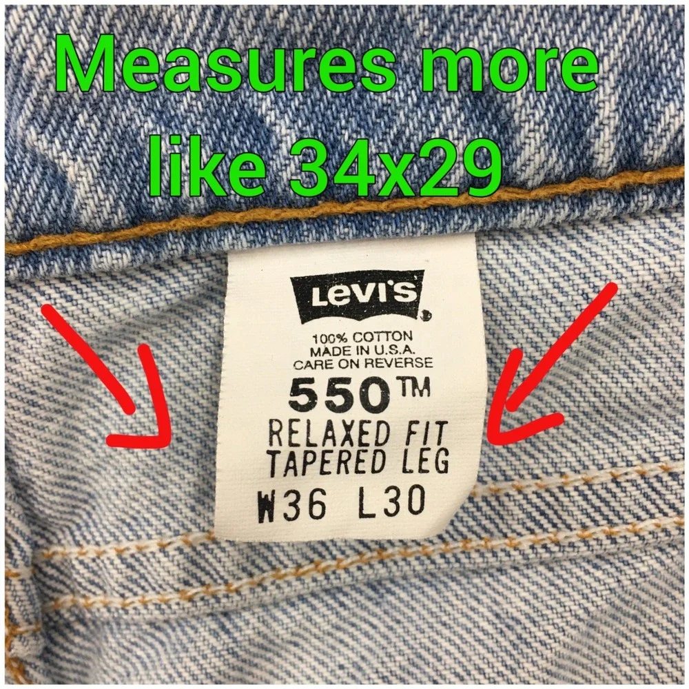 Vintage Levis‎ 550 Orange Tab Jeans Mens Actual Size 34x29 Made in USA Relaxed